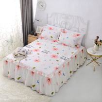 Pure Cotton Cartoon Bed Dress Three Sets All-cotton Teen Hearts Bed Cover Single Lace side European-style lace bedside bed Dust cover