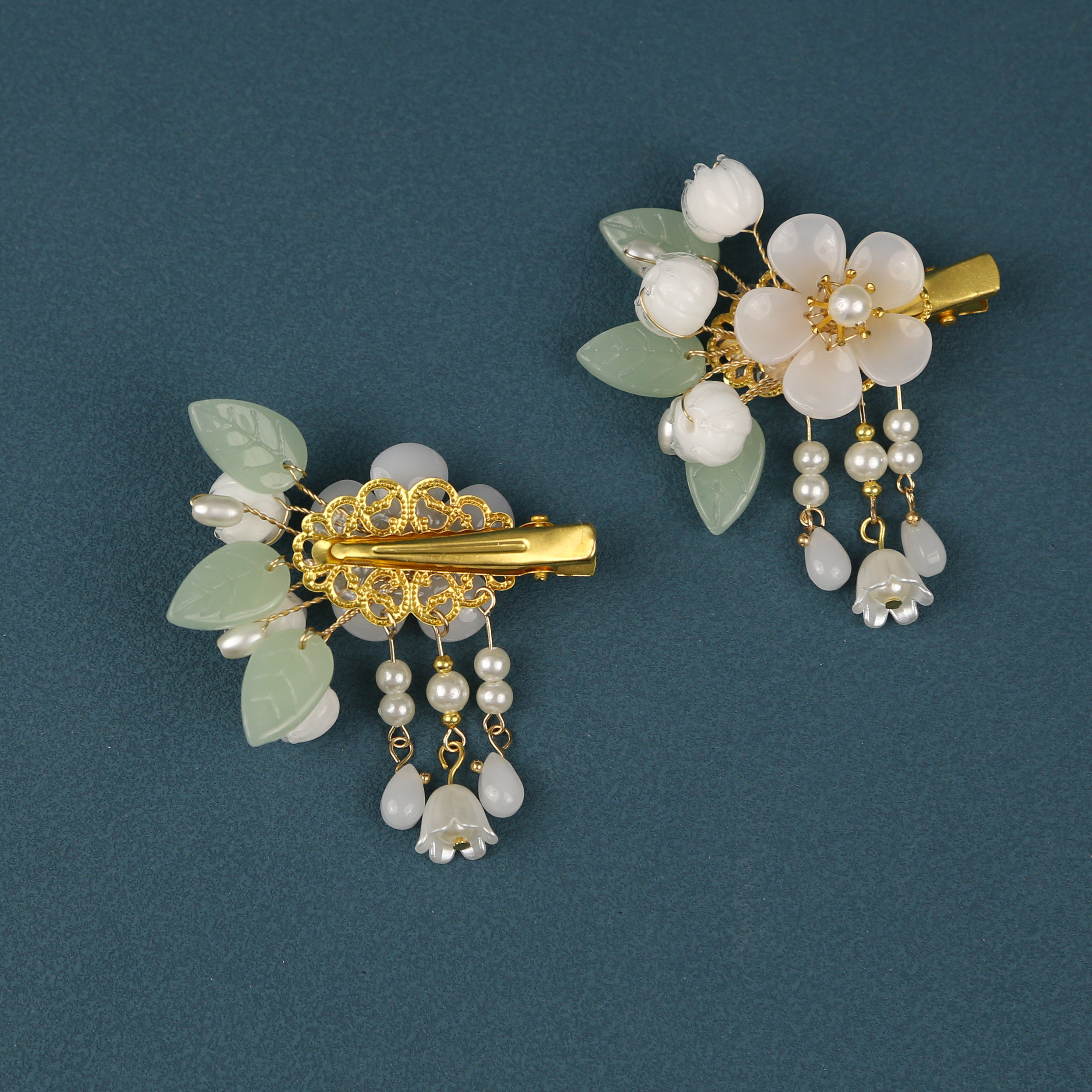 新款古风汉服头饰儿童超仙古装发饰对夹铃兰花朵发夹流苏款配饰