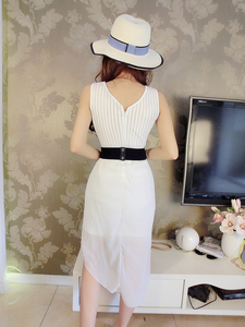 Chiffon long skirt small fresh irregular dress