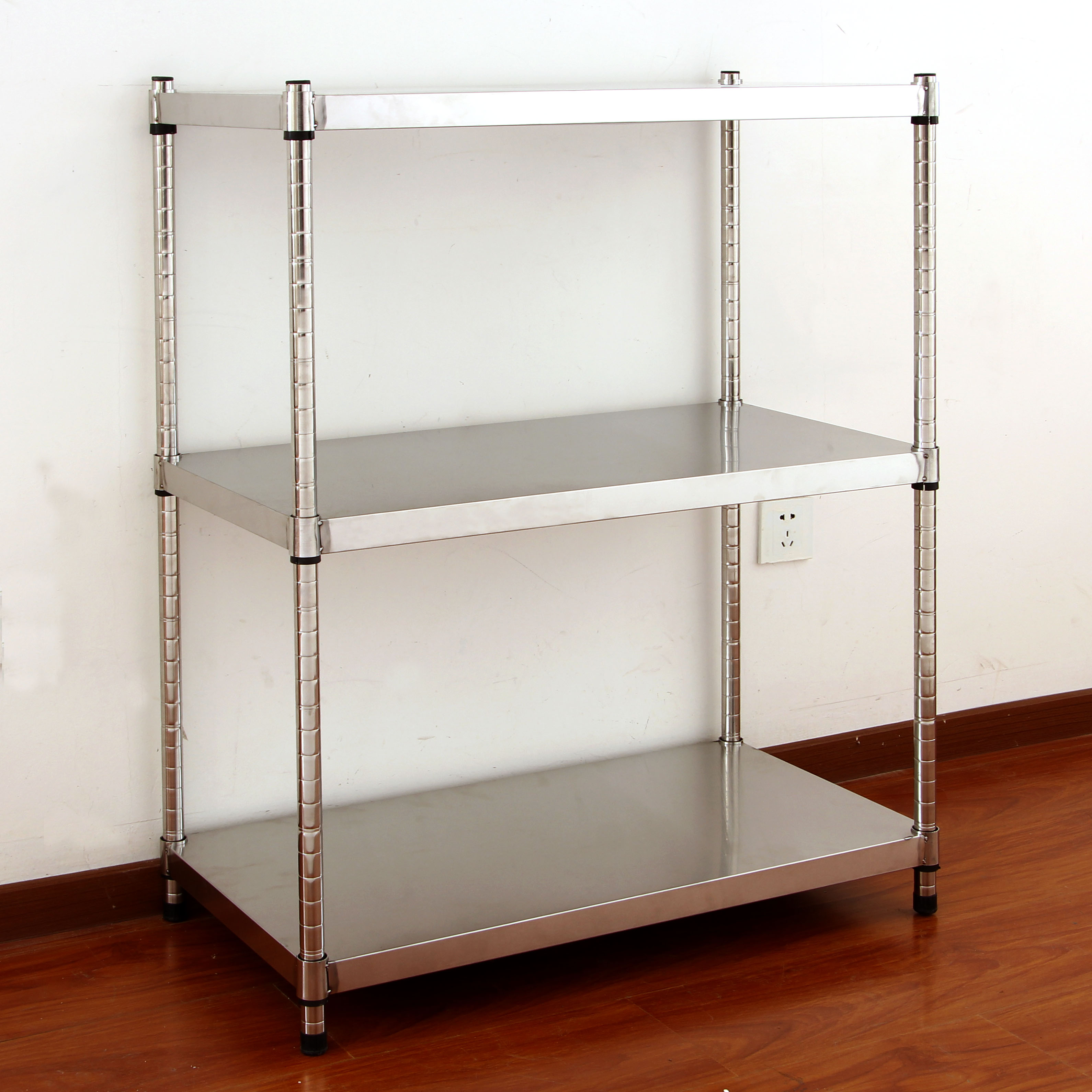 厨房置物架微波炉架落地三层不锈钢收纳架层架碗碟架储物货架新品