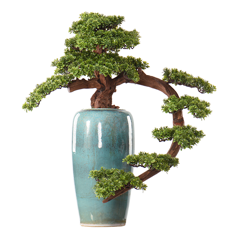 New Chinese style ceramic flower art simulation guest - the greeting pine tree furnishing articles example room pot sitting room porch teahouse hotel decoration