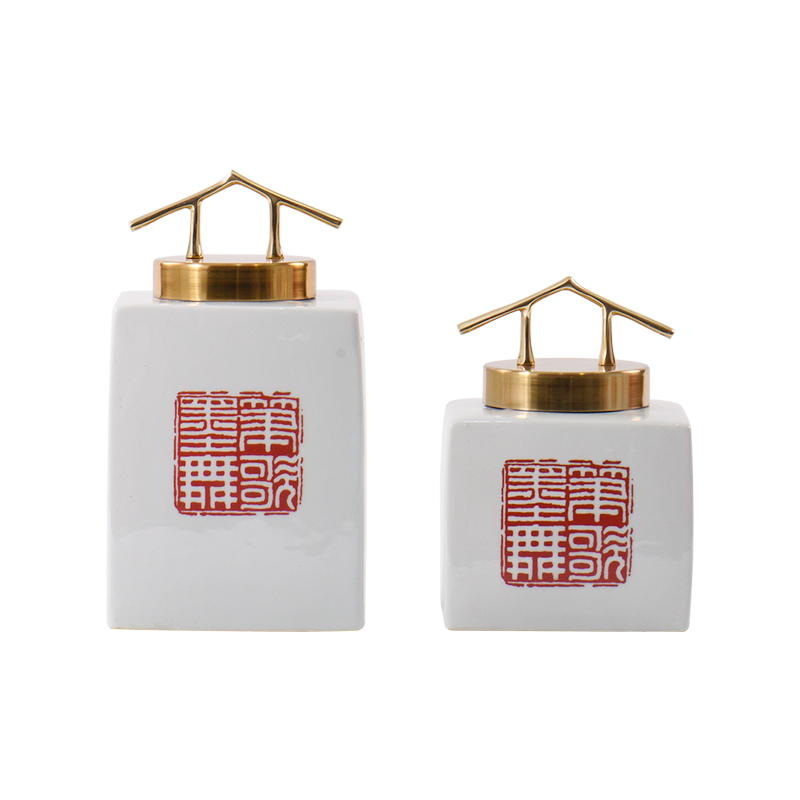 New Chinese style stamp ceramic storage tank furnishing articles hallway feel porch ark decoration TV ark, wine accessories