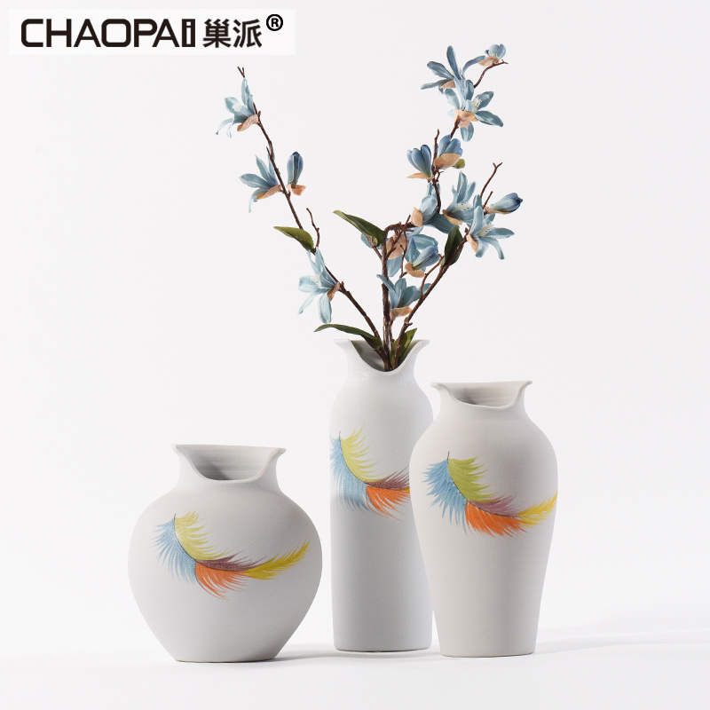 New Chinese style coarse pottery vase coloured drawing or pattern furnishing articles ceramic flower vases, flower implement the sitting room tea table between example desktop place adorn