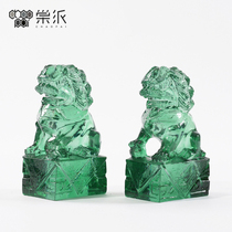 Modern new Chinese transparent stone lion sculpture ornaments home furnishings living room wine cabinet bookshelves soft furnishings