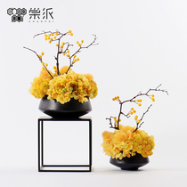 New Chinese yellow simulation overall floral bonsai ornaments living room study desktop Boku shelf small potted plant decorations