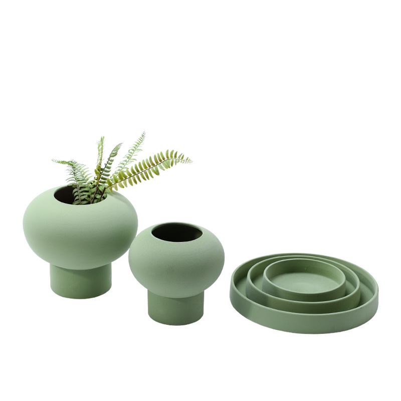 I and contracted plain green grinding ceramic vase tray was furnishing articles sitting room dining - room table flower implement soft decoration