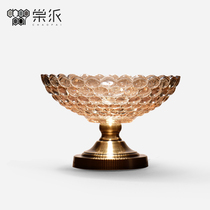 Creative crystal glass fruit plate practical European ornaments home living room indoor household New Year candy box decorations