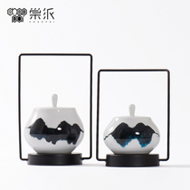 Creative new Chinese ceramic can wrought iron box soft decorations into the home partition porch living room model room ornaments