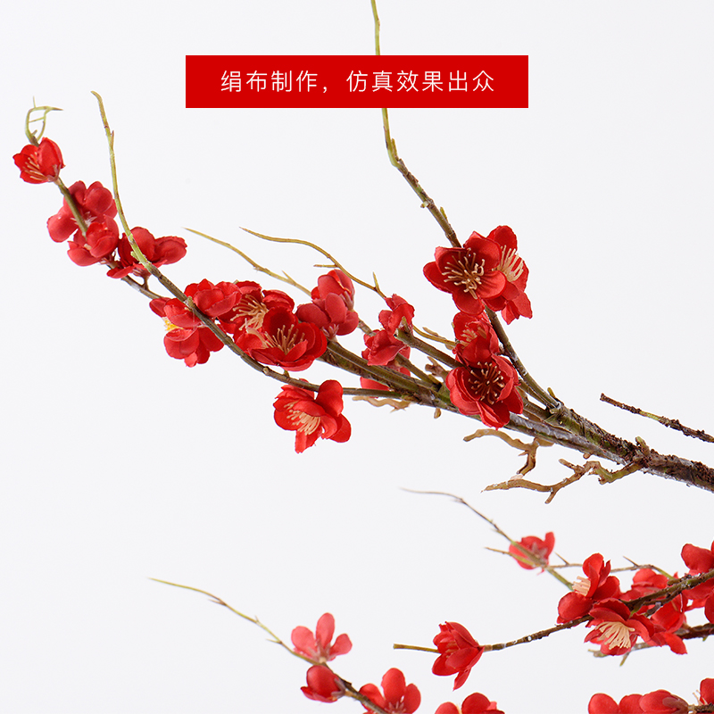 New Chinese style simulation red name plum green plant bonsai flower art feel of the sitting room porch ark side ceramic flower decorations