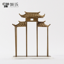 New Chinese gate tower gate building metal ornaments National Wind Villa model room study porch ancient shelf decoration