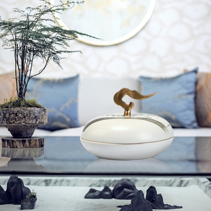 New Chinese style landscape pastoral storage tank with cover club hotel soft ceramic handicraft ornament sample room