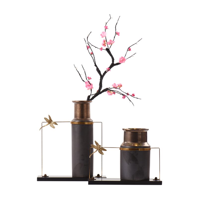 New classic dumb black ceramic flower arranging device furnishing articles of the lacquer that bake the example room floor hall front desk dried flower vase decoration