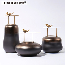 Modern new Chinese ceramic cans ornaments home living room TV cabinet porch Zen soft decorations exhibition hall furnishings
