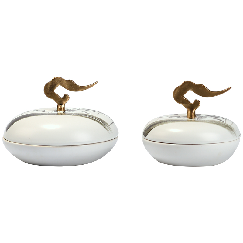 New Chinese style landscape pastoral storage tank with cover club hotel soft ceramic handicraft ornament sample room