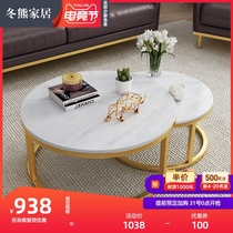 Winter Bear Nordic coffee table Simple modern small apartment living room Marble Stainless steel net red Japanese small coffee table round