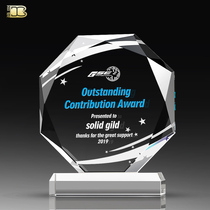 High-end crystal trophy custom-made creative medal authorization plate production honorary retirement souvenir glass lettering