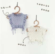 Full-term month baby knitted vest cardigan baby top Newborn cotton jacket Lace-up childrens vest