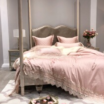 100 horses cotton super soft lace cotton four-piece precision embroidery French court style cotton bedding
