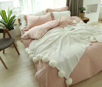Sofa blanket big hair ball cover blanket ins Nordic simple cotton big hair ball blanket bed flag bed cover casual blanket