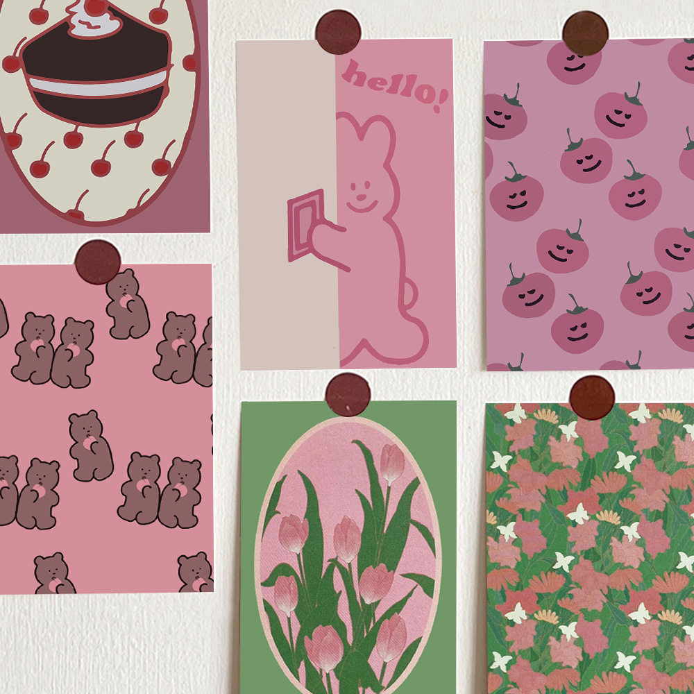 ins韩风可爱小熊卡片房间宿舍墙面装饰贴纸手绘卡通插画墙贴贴画