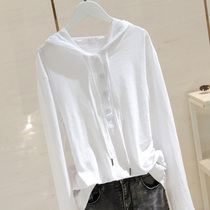Fashion T T-shirt White even Hood Clothing Woman Spring Autumn Season Wins 2021 New easy Lazy Breeze Long Sleeve Blouse