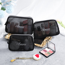 Carry-on Mini High-end Delicate Little Makeup Bag Woman Portable Trumpet Transparent Mesh Yarn Lipstick Red Bag Containing bag Makeup Bag