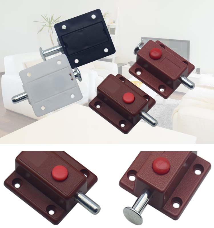 木门塑料弹簧插销 自动按钮插销木门闩门插门销门锁 锁扣明装门栓