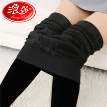 Langsha velvet pantyhose womens spring and autumn thin models plus velvet womens autumn and winter thickened foot one-piece velvet wear long leggings