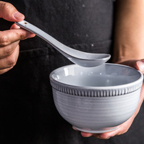 Soup spoon American creative ceramic Art and art spoon Spoon Rice Spoon Cutlery cutlery retro to make an old home spoon vegetable spoon