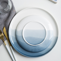 Plate dish Home Western-style creative minimalist Nordic cutlery Large-cap Handpainted Pan Western Dinner Plate Steak Platter Platter