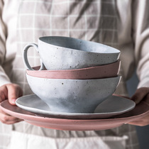 ins Nordic style creative ceramic tableware irregular Matt glaze bowl Bowl Western dinner plate home restaurant