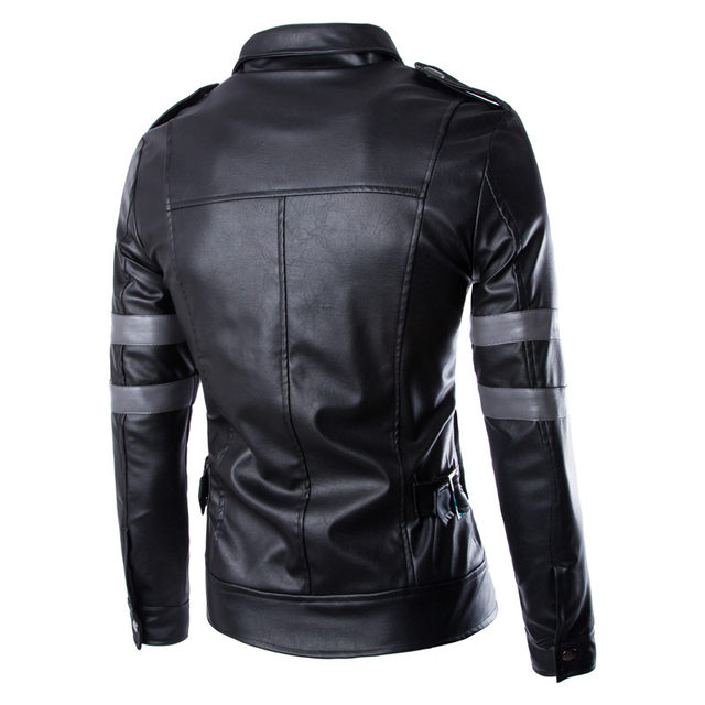 Autumn and Spring Lapel Motorcycle Hunting Leather Jacket Men's Biohazard Trendy Autumn Lyon Youth Men's Motorcycle Leather Jacket