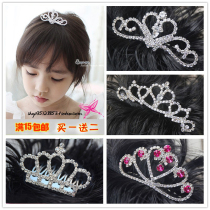 Childrens crown headdress princess girl jewelry rhinestone comb Korean flower child hair card student birthday performance hair accessories