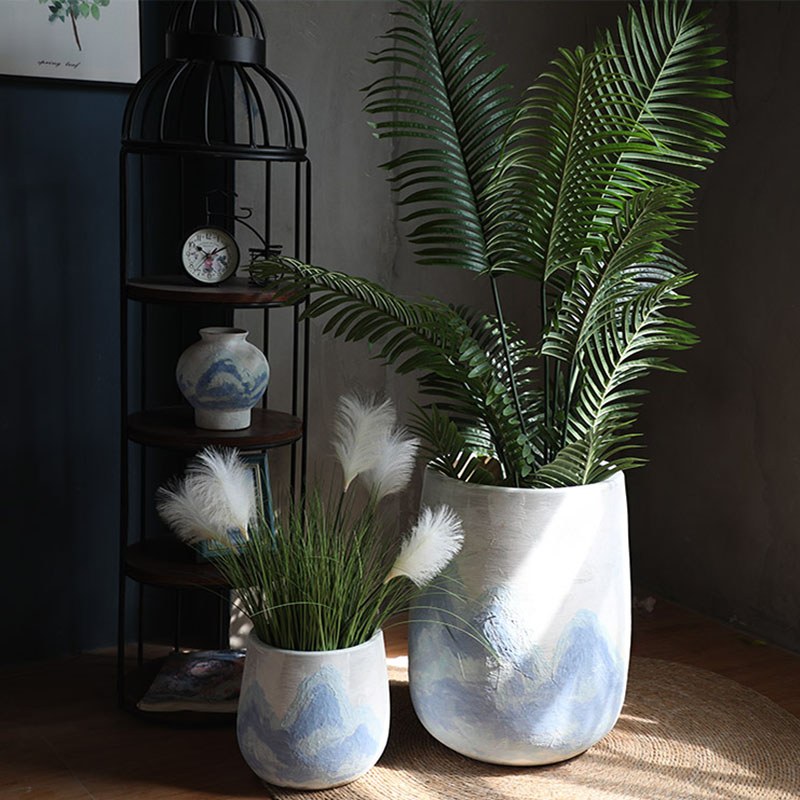 Jingdezhen ceramic Nordic green plant of large diameter flowerpot land contracted flowers villa hotel decoration flower arranging furnishing articles