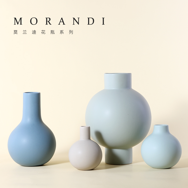 Morandi color I and contracted ceramic vase place to live in the living room table Nordic soft adornment, the dried flowers