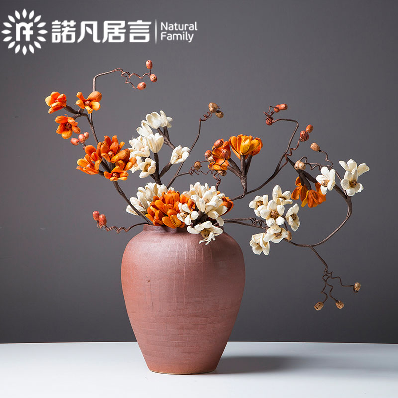 Mesa ceramic vases, dried flowers, flower arrangement furnishing articles retro nostalgia sitting room hotel coarse pottery decoration zen ornaments