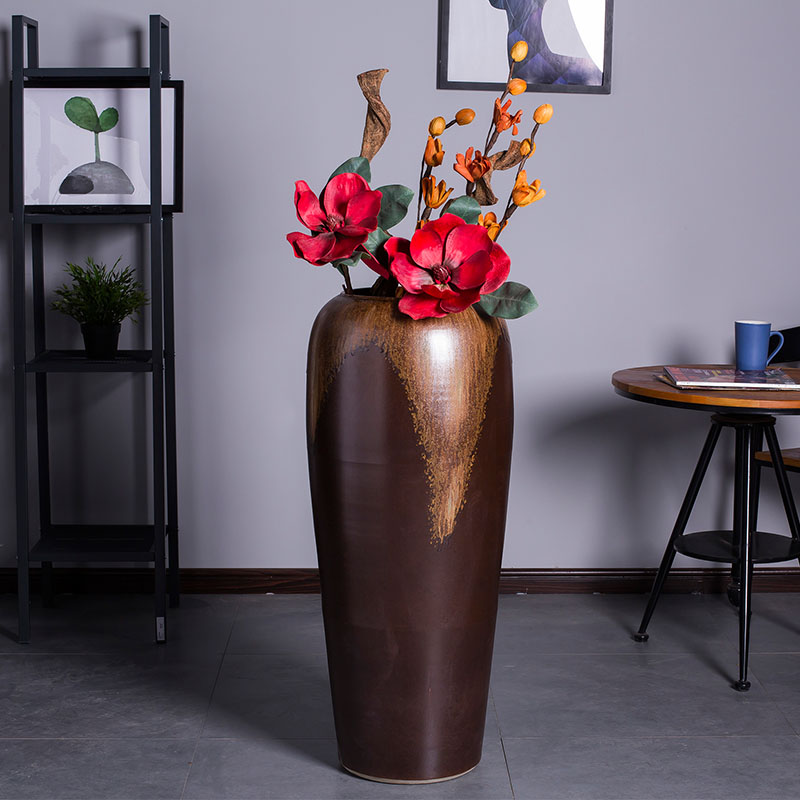 Jingdezhen ceramic large vases, flower vase landing restoring ancient ways furnishing articles contracted coarse pottery hotel villa living room decoration