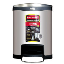 Rubbermaid US front-pedal stainless steel pedal-type trash can 50L black 1901992
