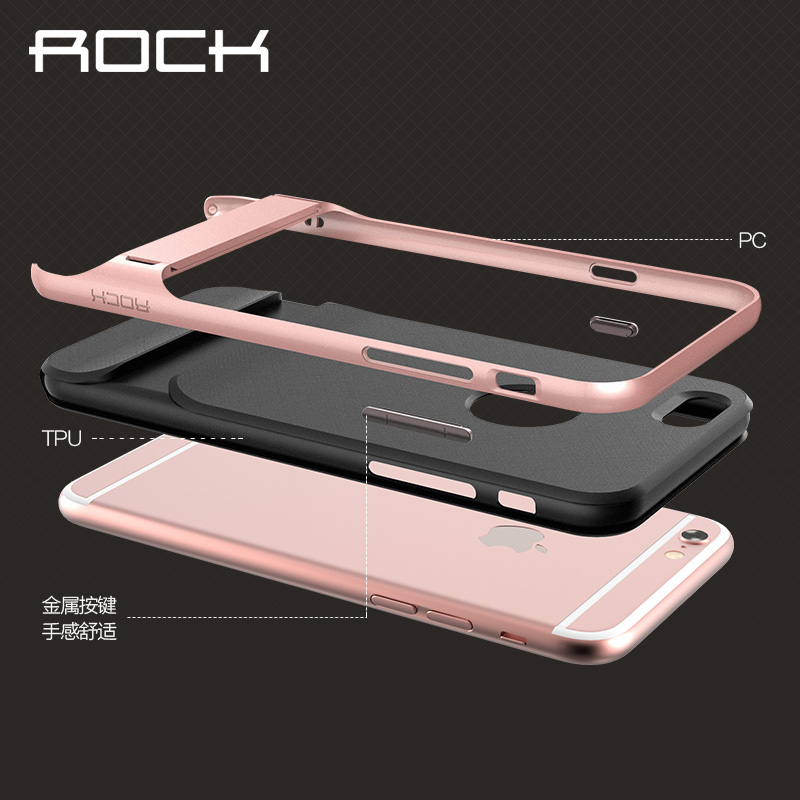 ROCK iPhone6手机壳4.7防摔苹果6s保护套创意支架玫瑰金潮女新款产品展示图3