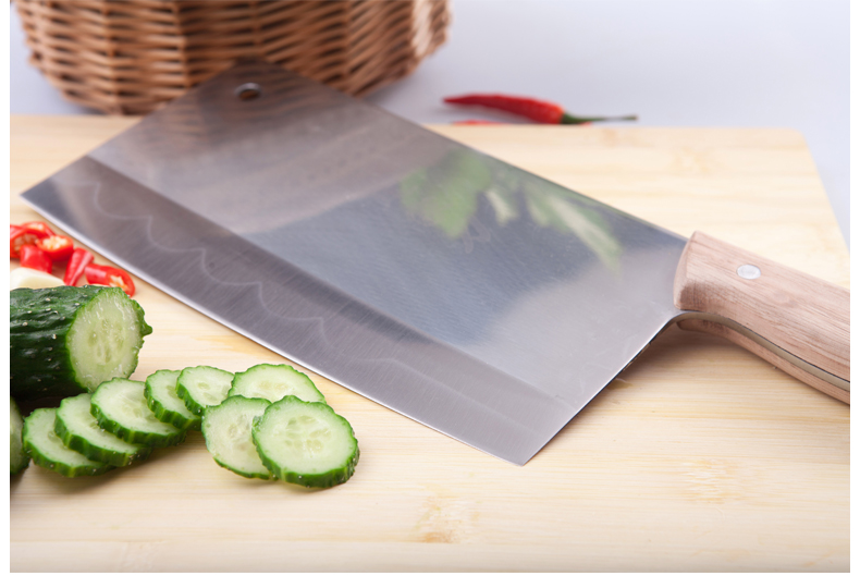 楚家刀新款切片刀中式切肉刀原木弯柄不锈钢菜刀传统锻打刀具锋利