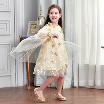 Princess Dress Lady Spring and Autumn New Girl Golden Wing Wing Dress Children's Diangha Korean Version Angel Dress