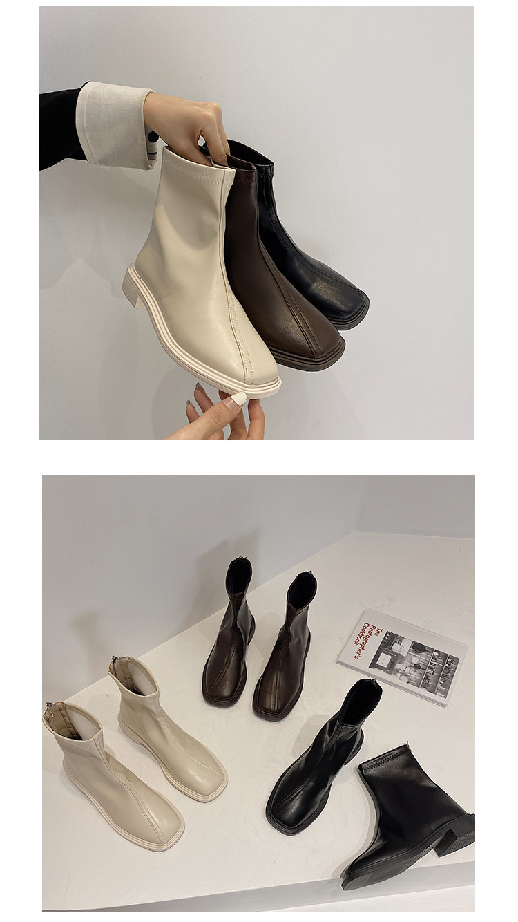 仙女瘦瘦马丁靴女新款韩国方头气质英伦风复古切尔西短靴