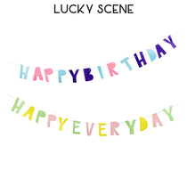 (Auspicious props) Happy birthday decoration pull flag photo banquet baby Age flower unicorn color