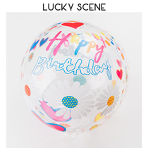 (auspicious props) 20-inch transparent Popo ball printed little daisy hand painted birthday party festival can be drifted empty