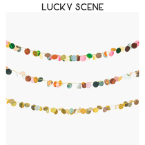 (Auspicious props) Color round flag ins birthday party decoration Plastic wafer hanging festival decoration