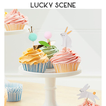 (Auspicious props) cute rabbit cake flag cute decoration card insert party decoration Rabbit Rabbit