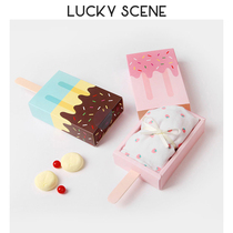 (Auspicious Props) 10 Cartoon Ice-cream Candy Box Gift Cute Baking Folding Drawers Cardboard Box Party