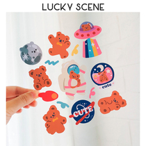 (Auspicious Props) Small Bear Removable Stickers South Korea Ins Wind Diy No-Mark Computer Stickler Deco Adorable Adorable