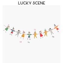 (Auspicious props)Happy children cartoon animal bunting pull flag Birthday festival party decoration pull flower