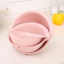 Six-piece home creative double-layer plastic kitchen drain basket washing basin washing basket washing rice washing fruit vegetable basket